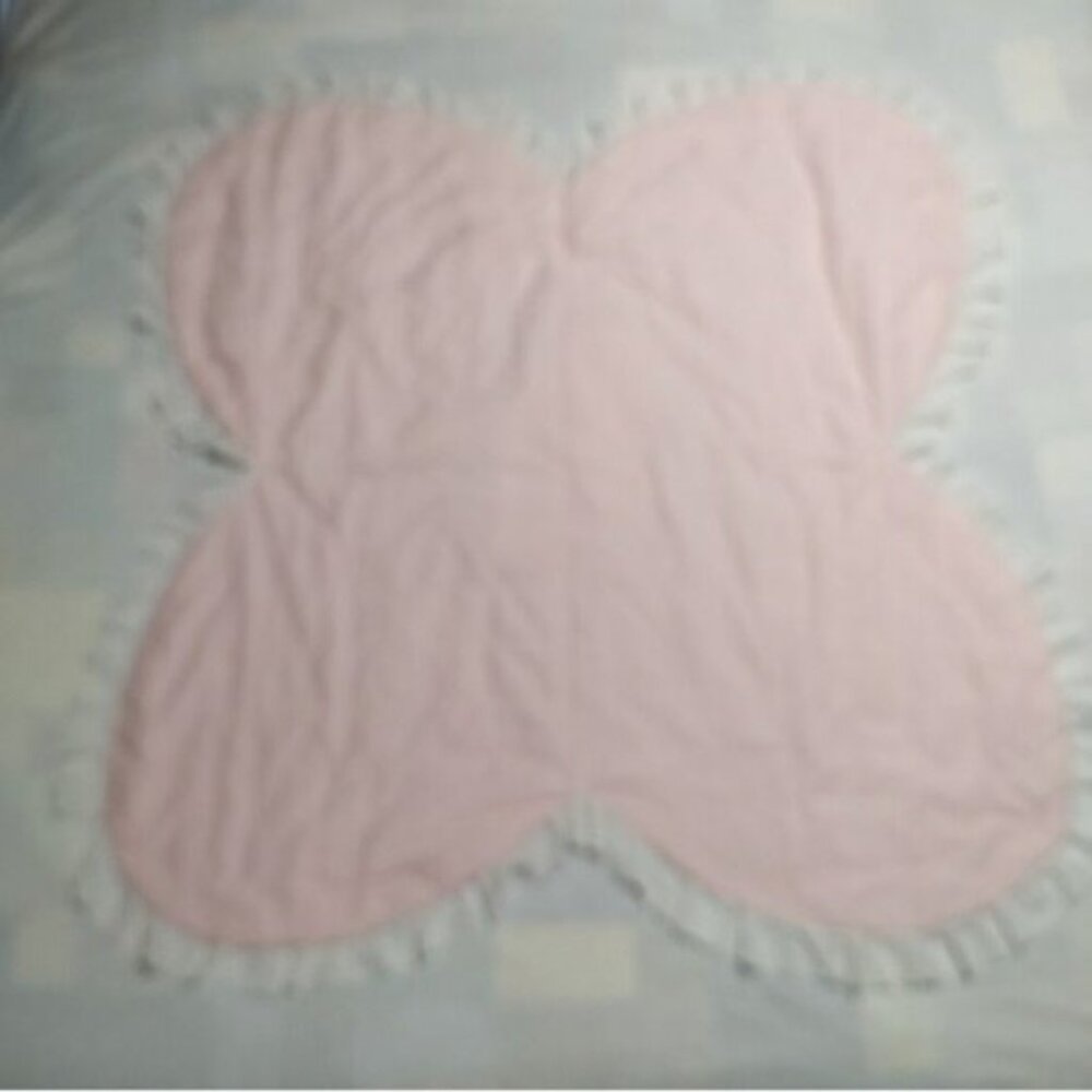Vintage 80s Care Bears Cheer Bear Applique Pink Gingham Lace Trim Baby Blanket - Picture 4 of 5
